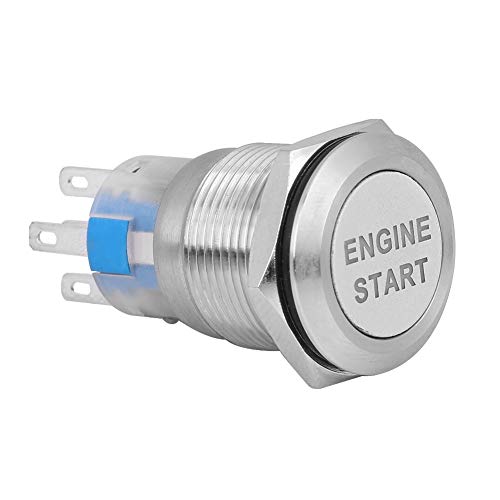 Reset Taster 12V Auto Motor Start Stop Druckschalter Motor Startknopf Universal Wasserdicht Zündung Starter Led Beleuchtet Drucktaster Druckknopf Für Auto Kfz (Silber) von EBTOOLS