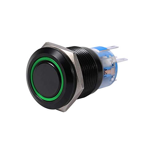 Schalter 12V-19Mm 12V Schalter Selbstsichernde Wasserdichte Metall Knopfschalter Lichtschalter Schwarz Shell(Grün) von EBTOOLS
