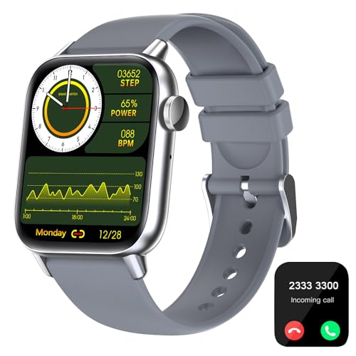 EBUYFIRE Smartwatch Damen Herren mit Telefonfunktion, 1.85" Zoll Aktivitätstracker mit Blutsauerstoff, Herzfrequenz, Schlaf,Schrittzähler, Sportuhr Fitness Tracker für Android iOS (Grau) von EBUYFIRE