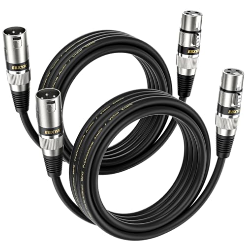 EBXYA XLR Kabel, Mikrofonkabel, 3M, 2-Pack, Stecker auf Buchse, Symmetrisches XLR Mikrofonkabel, XLR Patchkabel für Mikrofon Mixer, Aufnahmestudio von EBXYA