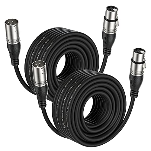 EBXYA XLR-Kabel DMX-Kabel 15.3 m/50 ft 2er-Pack Mikrofon-Patchkabel 3-poliges symmetrisches XLR-Kabel mit Stecker auf Buchse von EBXYA