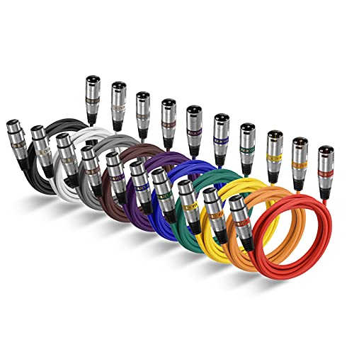EBXYA XLR-Kabel Mikrofonkabel 1 m/3 Fuß, 10er-Pack, Mic-Patch-Farbkabel – Stecker auf Buchse, XLR-Buchse, symmetrisches XLR-Kabel von EBXYA