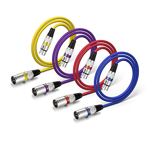 EBXYA XLR-Kabel Mikrofonkabel 1M 4 Packungen symmetrischer Stecker auf Buchse XLR-Patchkabel für PA-System, Studiorecorder, Verstärker, Mixer von EBXYA