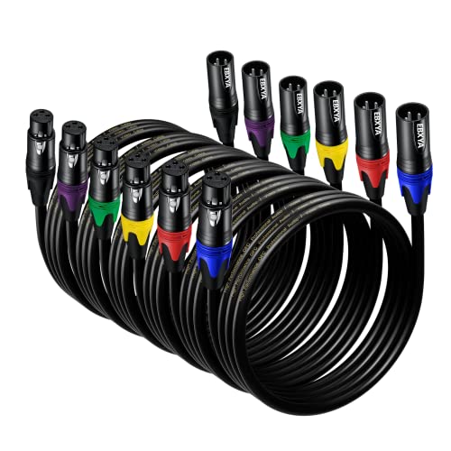 EBXYA XLR-Kabel Mikrofonkabel 1M 6 Pack 3-poliges symmetrisches XLR-Kabel Stecker auf Buchse DMX-Kabel Mehrfarbiges Mikrofon-Patchkabel von EBXYA