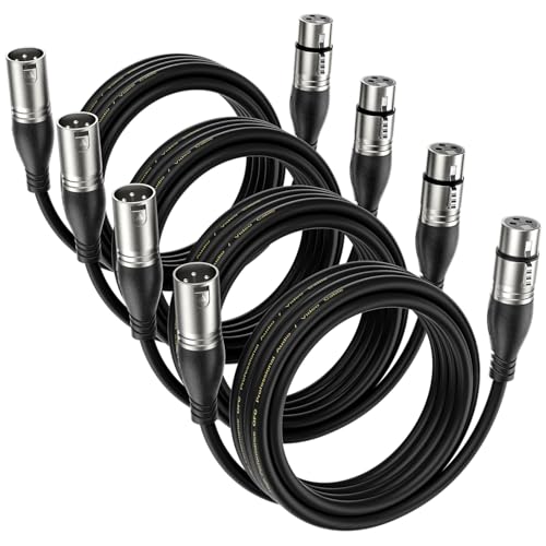 EBXYA XLR Kabel Mikrofonkabel 3M 4er Pack - Premium 3-Pin symmetrischer XLR Stecker auf Buchse Mikrofonkabel DMX Kabel XLR Patchkabel von EBXYA