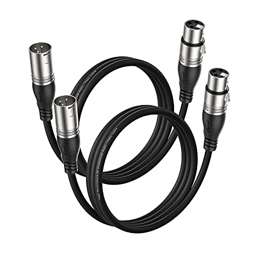EBXYA XLR Kabel XLR-Mikrofonkabel 1M/3FT 2 Packungen -3 Pins Symmetrischer XLR-Stecker auf Buchse Bühnen-Patchkabel DMX-Kabel für Mikrofon-Audio-Mixer von EBXYA