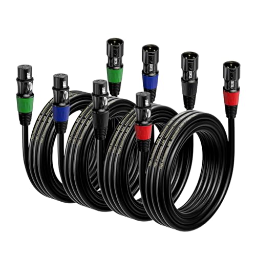 EBXYA XLR-Mikrofonkabel 3m/9,84ft 4er-Pack – 3-polig Symmetrisch Stecker auf Buchse – Robuste Abschirmung für Mischpult, Aufnahmestudio, Lautsprecher (Professioneller Studio- und Live-Einsatz) von EBXYA