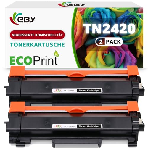 EBY 2 Toner Kompatibel für Brother TN2420 TN-2420 TN-2410 für Brother MFC-L2710DW HL-L2350DW HL-L2370DN MFC-L2710DN HL-L2310D DCP-L2530DW HL-L2375DW DCP-L2510D MFC-L2750DW von EBY