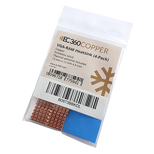 EC360® Copper 4-Pack VGA-RAM Kupfer Kühler (12 x 13 x 5 mm) von EC360