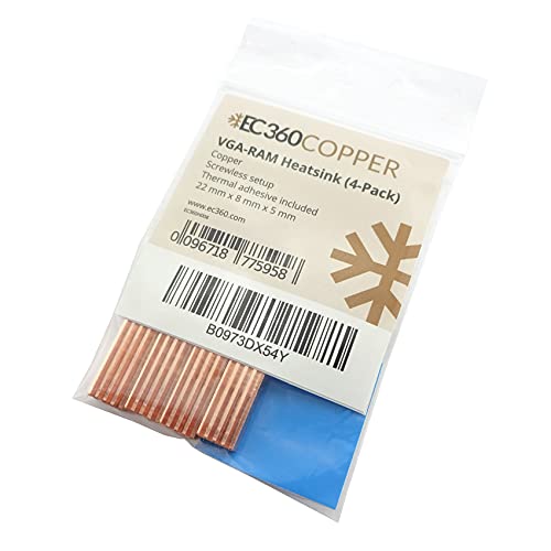 EC360® Copper 4-Pack VGA-RAM Kupfer Kühler (22 x 8 x 5 mm) von EC360