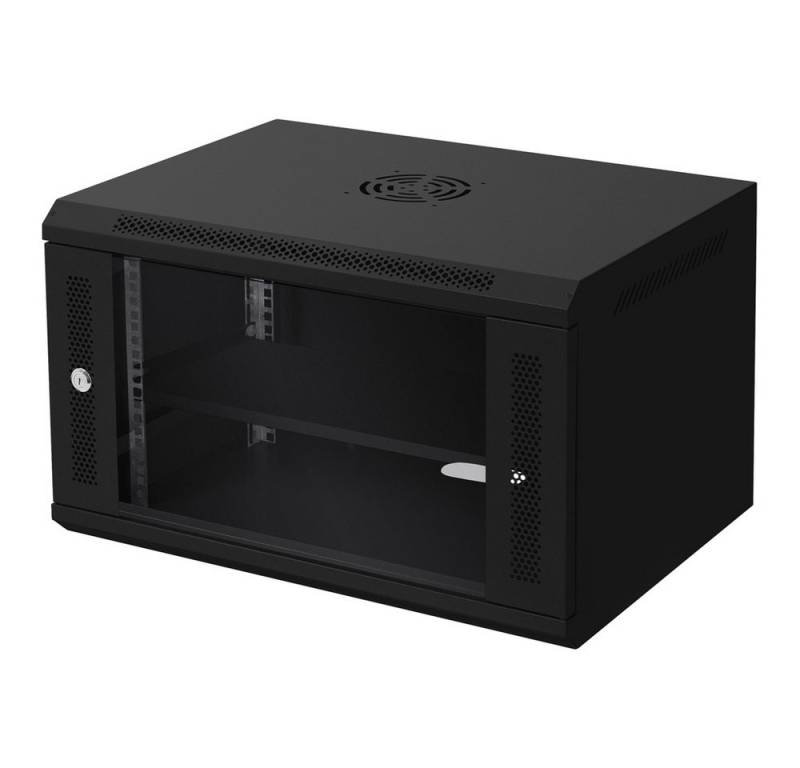 ECD Germany Serverschrank Wandmontage voll montiert Server Gehäuse mit abschließbarer Tür, Serverschrank 6 HE 19 Zoll Schwarz 60x45x37cm montiert Traglast 60kg von ECD Germany