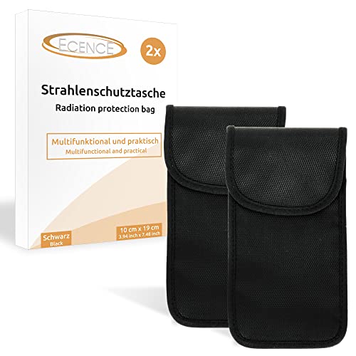 ECENCE Strahlenschutz Tasche Handy - 2 RFID Smartphone Keyless Go Schutz - Faraday Bag - Funk Stop Blocker Hülle, Schwarz, Anti Tracking Handyhülle ECENCE Strahlenschutz Tasche Handy - 2 RFID Smartphone Keyless Go Schutz - Faraday Bag - Funk Stop Blocker Hülle, Schwarz, Anti Tracking Handyhülle von ECENCE