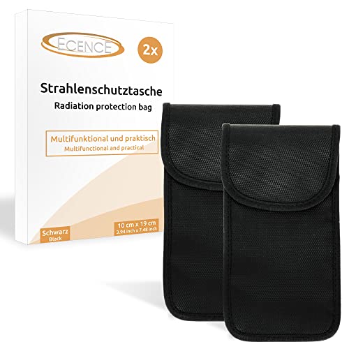 ECENCE 2X RFID Strahlenschutz-Tasche Handy Smartphone No-Signal Funk Stop Tasche Schwarz von ECENCE