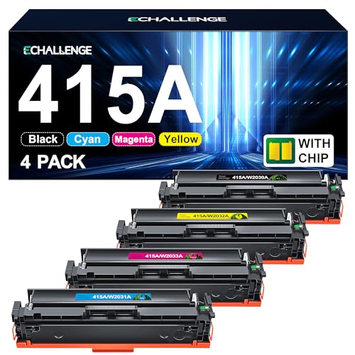 ECHALLENGE 415A Toner mit Chip Kompatibel für HP 415A 415X Multipack Tonerkartusche Ersatz für W2030A W2030X W2031A W2032A W2033A MFP M479fdw Toner M479fnw M479fdn M479dw M454dn M45 von ECHALLENGE