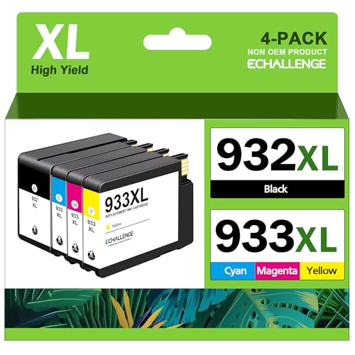 ECHALLENGE 933XL 932XL Multipack Druckerpatronen Kompatibel für HP 932 933 XL für HP Officejet 6700 Premium Patronen 7510 7612 7110 7610 6100 6600 Tintenpatronen(Packaging May Vary) von ECHALLENGE