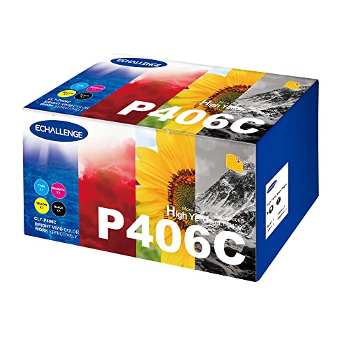 ECHALLENGE CLT-P406C Multipack Toner Kompatibel für Samsung CLT-P406C CLT-K406S für Samsung Xpress CLP-365 CLX 3305 C460W C410W CLP-360 CLP-365W CLX-3305FN CLX-3305W CLX-3300 C460FW (4er-Pack) von ECHALLENGE