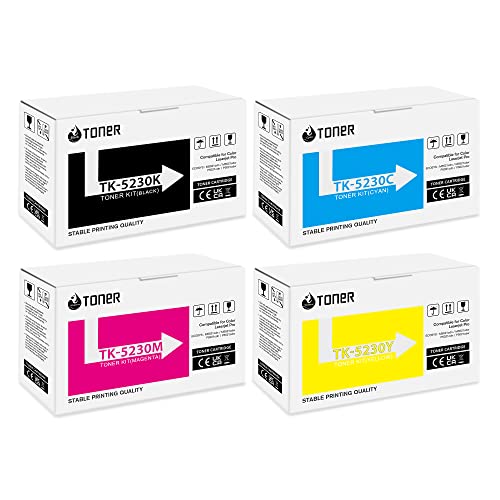 ECHALLENGE TK-5230K Toner-Kartusche TK-5230K TK-5230C TK-5230Y TK-5230M Kompatibel für Toner Kyocera Ecosys M5521cdw M5521cdn P5021cdn P5021cdw M5521 P5021 (Schwarz,Cyan,Gelb,Magenta, 4er-Pack) von ECHALLENGE