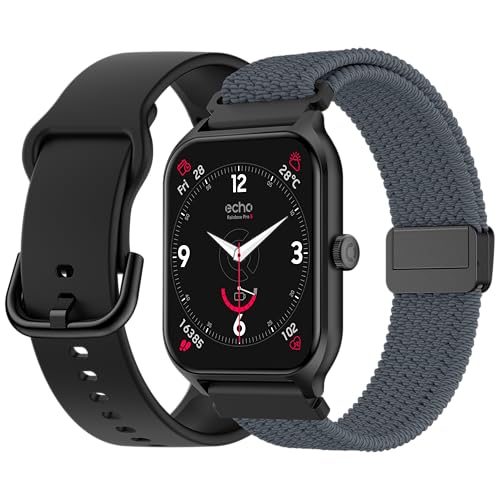 ECHO Rainbow Pro S – Smartwatch für Herren 1,96 Zoll schwarz – integrierter KI-Assistent, Anruf Bluetooth/kabellos & Gesundheitssensoren – Sportmodi mit Trainer – 2 Nylonarmbänder & Radiergummi ECHO Rainbow Pro S – Smartwatch für Herren 1,96 Zoll schwarz – integrierter KI-Assistent, Anruf Bluetooth/kabellos & Gesundheitssensoren – Sportmodi mit Trainer – 2 Nylonarmbänder & Radiergummi von ECHO