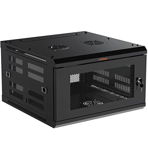 ECHOGEAR 6U Netzwerkregal – Geschlossenes Wandhalterungs-Set enthält 2 x 1U-Regale, vormontierter Lüfter, abschließbare Tür und Hardware – 600 mm Tiefe passt auf alle Ihre AV-Getriebe von ECHOGEAR