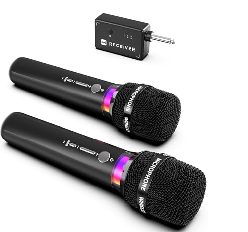 ECHOMUSSY Mikrofon Kabellos, Wiederaufladbare Kabellose Doppel mikrofone Mit 1:1-Chip-Verbindung Und LED-Leuchten, 40 Stunden Laufzeit, 200 Fuß Empfangsreichweite, Karaoke Mikrofon Zum Singen ECHOMUSSY Mikrofon Kabellos, Wiederaufladbare Kabellose Doppel mikrofone Mit 1:1-Chip-Verbindung Und LED-Leuchten, 40 Stunden Laufzeit, 200 Fuß Empfangsreichweite, Karaoke Mikrofon Zum Singen von ECHOMUSSY