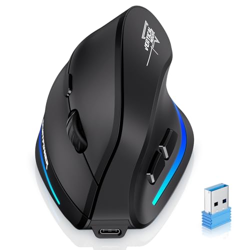 Update-Version 2.4G Vertikale Ergonomische, Silent RGB Vertical Maus, 4800 DPI, 6 Tasten Wiederaufladbare Funkmaus PC Maus Kabellos für Windows/Laptop/PC, Wireless Ergonomic Mouse Update-Version 2.4G Vertikale Ergonomische, Silent RGB Vertical Maus, 4800 DPI, 6 Tasten Wiederaufladbare Funkmaus PC Maus Kabellos für Windows/Laptop/PC, Wireless Ergonomic Mouse von ECHTPower