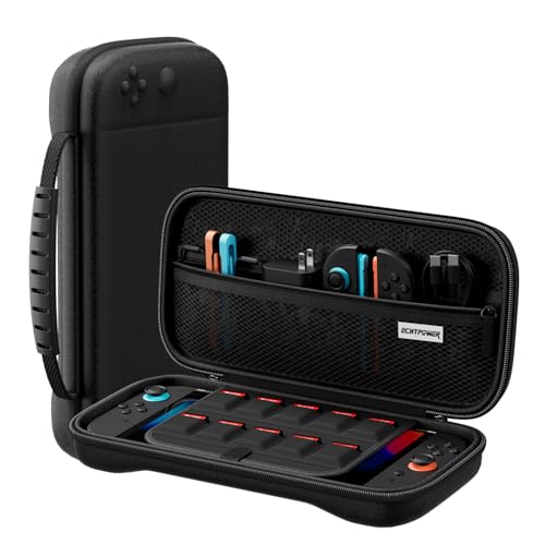ECHTPower Tasche kompatibel mit Switch 2 (2025), Große Switch Tragetasche für Joy-Con und EU Netzteil, Switch 2 Zubehörfach mit 10 Switch Spiele für Switch Zubehör, Schwarz von ECHTPower