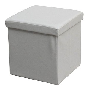 Echtwerk Hocker mit Stauraum Store Cube EW-SW-0440 weiß Kunstleder von ECHTWERK