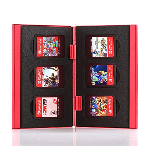 ECHZOVE Premium Game Card Case für Nintendo Switch, Aluminium Game Cartridge Holder for Nintendo Switch (Hold 6 Game Cards) - Rot von ECHZOVE