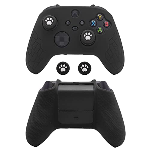 Xbox Series X Controller Skin, Anti-Rutsch Xbox Series S Silikonhaut, Ergonomische Weiche Gummi Schutzhülle für Xbox Series S/X Controller mit Daumengriffkappen - All Black von ECHZOVE