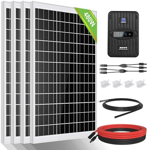 ECO-WORTHY 2 kW·h/Tag Solarpanel Kit 480W 12V Solarsystem für Wohnmobile:4 Stücke 120W Monokristallines Solarpanel + 40A 12V/24V MPPT Laderegler + Solarkabel + Z-Halterung ECO-WORTHY 2 kW·h/Tag Solarpanel Kit 480W 12V Solarsystem für Wohnmobile:4 Stücke 120W Monokristallines Solarpanel + 40A 12V/24V MPPT Laderegler + Solarkabel + Z-Halterung von ECO-WORTHY