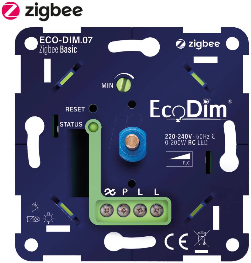 ECO-DIM.07-ZGB-B - LED-Dimmer, Zigbee Basic, 0-200 W, Phasenabschnitt (RC) von ECODIM