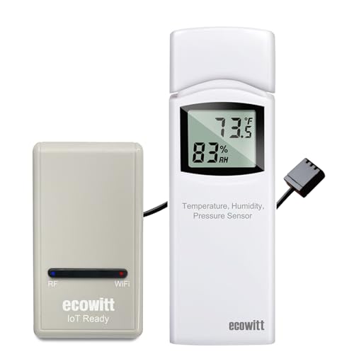 ECOWITT GW1204 WLAN-Mini-Wetterstation, IoT Gateway GW1200 + ein Multikanal-Temperatur-Feuchtigkeitssensor WN31 mit LCD Display (Sensor-Frequenz 868 MHz, Gateway WLAN 2,4 GHz, WIFI 802.11b, g, n) von ECOWITT