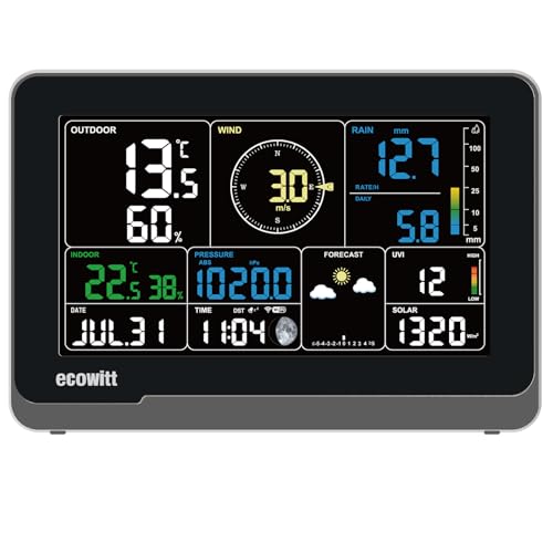 ECOWITT Konsole WS3900_C für Wetterstation, 7,5 Zoll Home Wifi Indoor LCD Farbkonsole, eingebauter 3 in 1 Temperatur-Feuchtigkeits- und barometrischer Druck, Ecosystem IOT Intelligent Linkage Control von ECOWITT