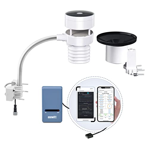 ECOWITT Wetterstation GW1103, 7-in-1-Ultraschall-Wetterstation mit Außensensor, mit 3 in 1 Gateway, mit Wi-Fi-Regenmesser, Wettervorhersage für den Hausgarten, Wetterassistent von ECOWITT