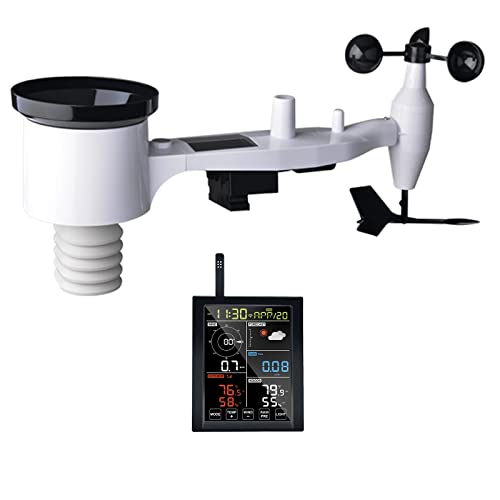 ECOWITT Wetterstation WN1980, 5 in 1 Wireless Outdoor Wetterstation Sensor WN67 (nicht Solarbetrieben), Indoor Buntes LCD Display mit Touch Taste, Upload zum Ecowitt Server, Pairing mit WS90/ WS80 von ECOWITT