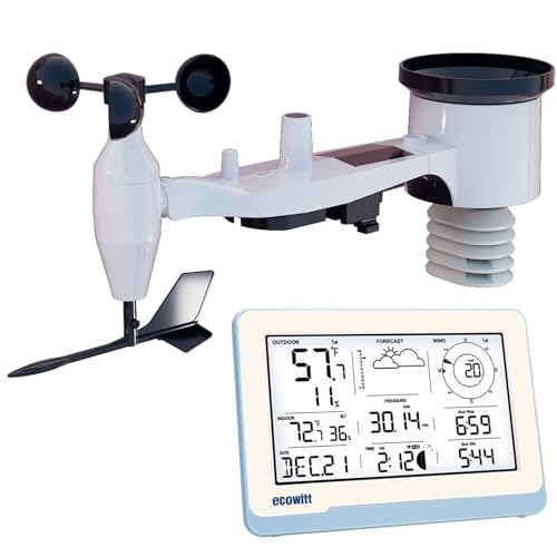 ECOWITT Wetterstation mit Außensensor WS3800, 7 in 1 Wifi solarbetriebene Wetterstation Einheiten WS69 für Haus, 7.5 Zoll drahtlose Indoor-LCD-Konsole für Garten, IOT Intelligent Linkage Control. von ECOWITT