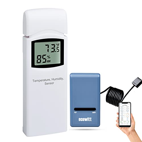 ECOWITT Wi-Fi-Wetterstation-Sensor-Gateway mit 3-in-1-Sondensensor für Temperatur, Luftfeuchtigkeit und atmosphärischen Druck 868Mhz GW1104+WH31(WN31)… von ECOWITT