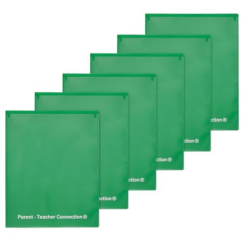 ECR4Kids MessageStor 2-Pocket Eltern-Lehrer Klassenzimmer-Verbindungsmappe aus flexiblem Kunststoff mit Taschen, Briefgröße, 36-teiliges Set grün von ECR4KIDS