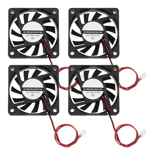 4 Stück DC 24 V 6010 Kühlventilator, bürstenlos, Ölkugellager, 60 x 60 x 10 mm, für Heimwerker, PC-Gehäuse, Prozessorkühler, Heizkörper, Lüfter von ECSiNG