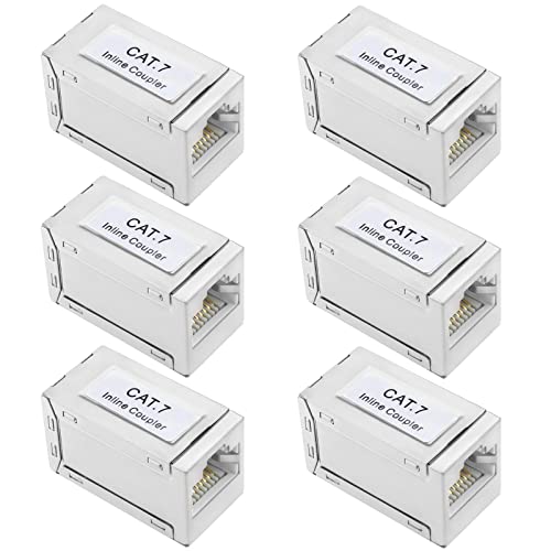 6 Stück RJ45-Kuppler, Cat7, geschirmt, weiblich auf weiblich, Ethernet-Koppler für LAN-Kabel, Cat6A, Cat6, Cat5e, Cat5, Netzwerkkabel, Tischler von ECSiNG