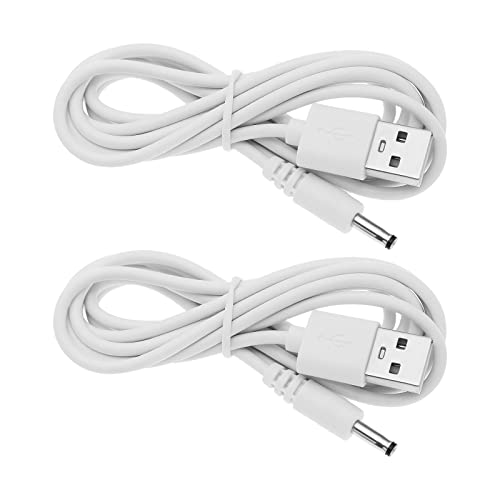 ECSiNG 2 STÜCKE USB Ladekabel USB Zu DC 3,5 Mm Rundloch Ladekabel Kompatibel mit Fairywill Elektrische Zahnbürste Stereo Kleiner Ventilator Reiniger 5V 1A 1 Meter Weiß von ECSiNG