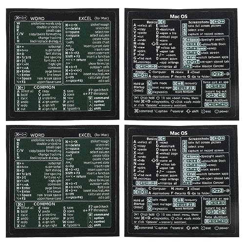 ECSiNG 2 Sets Schnellreferenz Tastaturkürzel Aufkleber M-a-c OS (M/Intel) & Word/Excel (für M-a-c) wasserdichte Vinyl-Aufkleber für Laptop Computer Desktop Tastaturen von ECSiNG