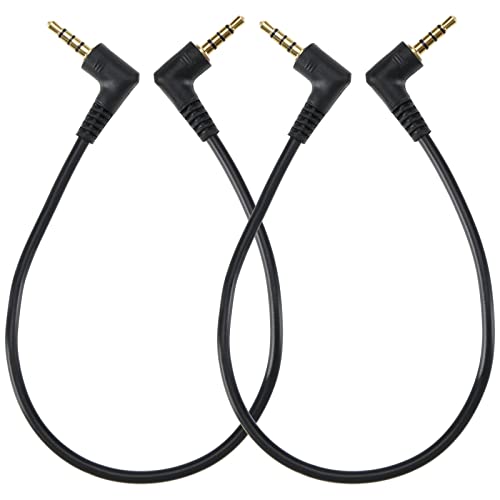 ECSiNG 2 Stück 3,5 mm Audiokabel 3,5 mm Stecker auf 3,5 mm Stecker Stereokabel 30 cm rechtwinklig vergoldete Klinke Kabel 4-polig für Kopfhörer Mikrofon Tablet Lautsprecher von ECSiNG