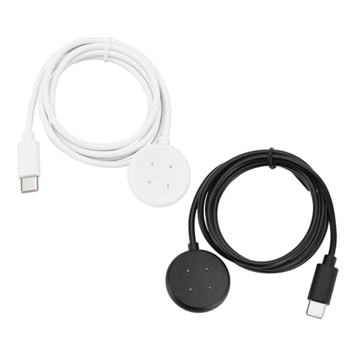 ECSiNG 2 Stück 4-poliges Smartwatch-Ladekabel Typ C Magnetische Ersatzladestation Kompatibel mit Pixel Watch 2 Kompatibel mit Fitbit Sense 2/Versa 3/Versa 4 1 M Schwarz/Weiß von ECSiNG