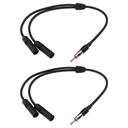 ECSiNG 2 Stück Dual DIN Kabel Splitter Kabel Fahrzeug Antenne Doppel Buchse auf Stecker DIN Autoradio Y-Splitter Adapter FM AM Antenne Auto Stereo Diversity Konverter von ECSiNG