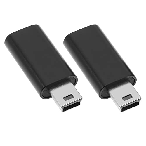 ECSiNG 2 x USB-C-Typ-C-Bus auf Mini-USB-Stecker, Ersatz-Konverter, USB C auf Mini-USB-Adapter, Zubehör für Laptops, Tablets, Navigation, Schwarz von ECSiNG