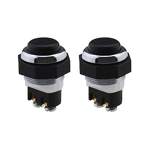 ECSiNG 2PCS Momentary Starter Switch ON-Off Push Button Switch 12V Rated Voltage 22mm Thread Width for Automotive Marine Agricultural Machinery Applications von ECSiNG