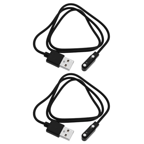 ECSiNG 2PCS USB auf 2 Pin Magnetisches Ladekabel für Smart Watch Smart Glasses Fitness Tracker Kabel Kontakt Pin Abstand 7,62 mm Länge 60 cm Schwarz von ECSiNG