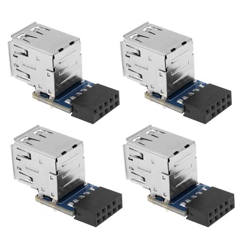 ECSiNG 4 Stück 9-poliger/10-poliger Motherboard Buchsenleiste auf Dual USB 2.0 Buchse Adapter Konverter Computerzubehör 2stk Typ A & 2stk Typ B von ECSiNG