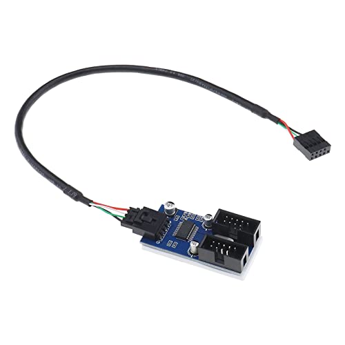 ECSiNG 9 Pin USB 2.0 Splitter 1 Stecker auf 2 Buchse Adapter Motherboard 9 Pin USB Header Multiplier Kompatibel mit Win XP/2003/Vista/2008/Win 7/Win 8/Win10 30cm von ECSiNG